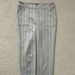 Tan with Gray Striped Fitted Pants